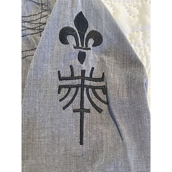 Mens At Collins Dress Shirt Cross Buckle Style Grey Embellishments Size 2XL - Picture 3 of 9